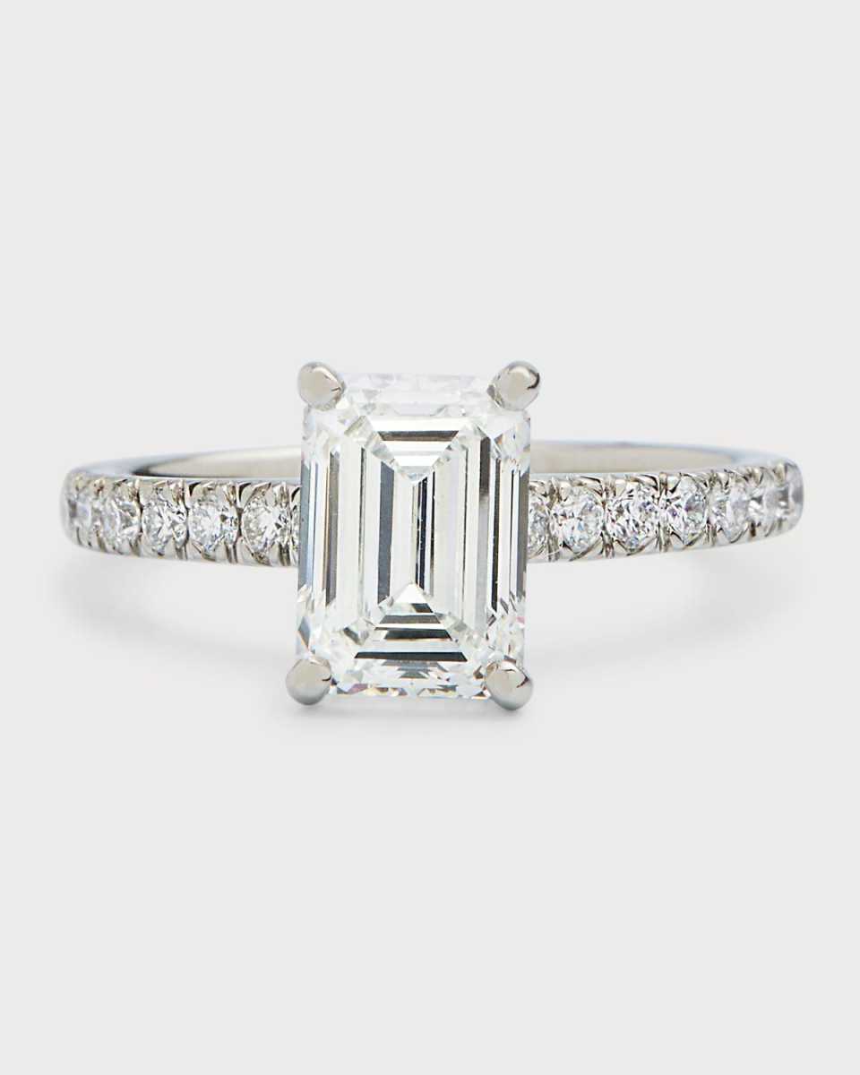 Platinum Emerald-Cut Lab-Grown Diamond Ring